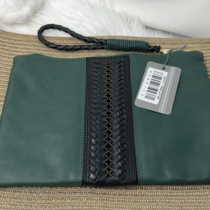 Rossea Pita Green Leather Clutch Wristlet 32 x 21 cm